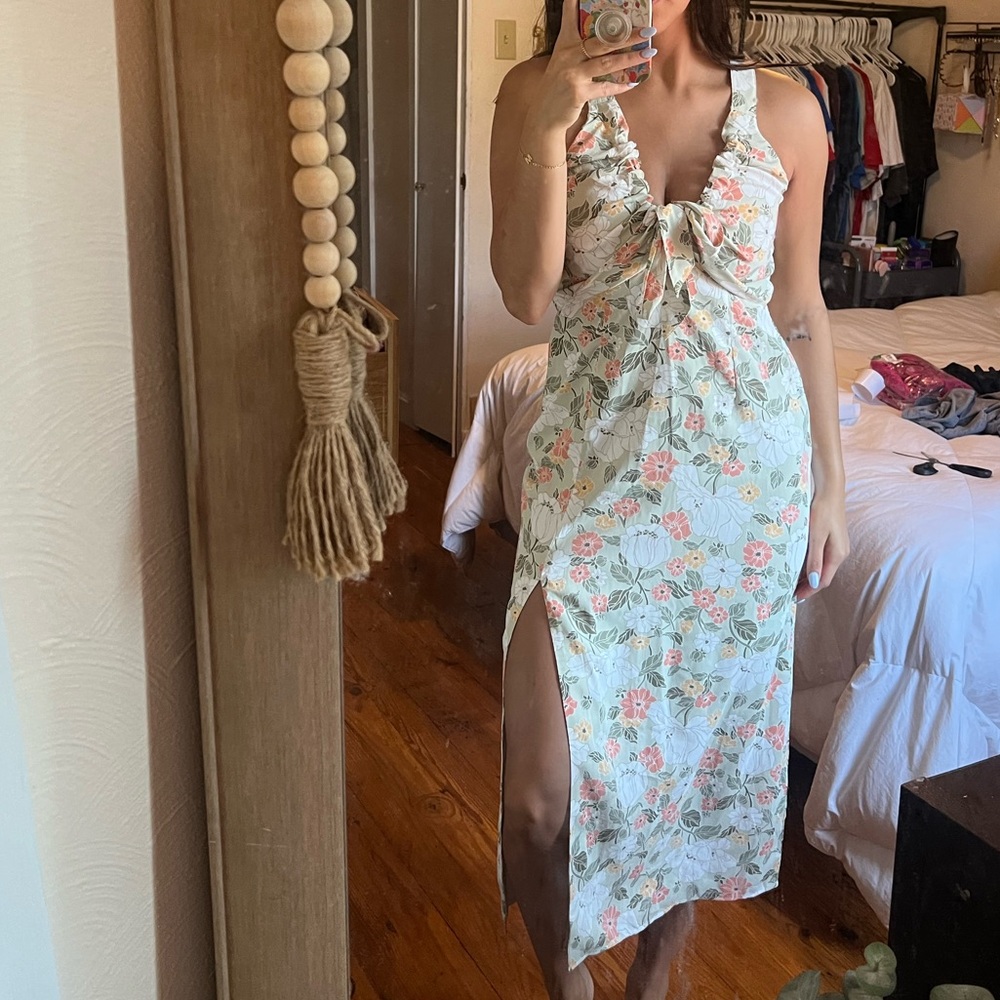 Abercrombie & Fitch Floral Maxi Dress - Green and Orange